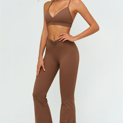 The Lushness Y-Back Sports Bra Flared Leggings 2-Piece Set