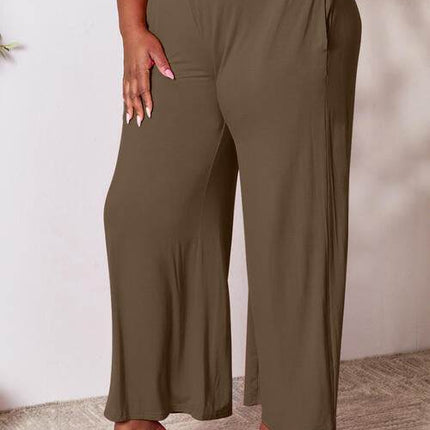 Basic Bae Full Size Smocked Wide Waistband Wide Leg Women Pants