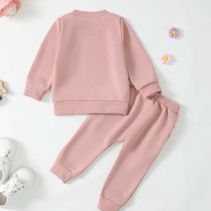 Children's Letter Graphic Sweatshirt and Pants Set