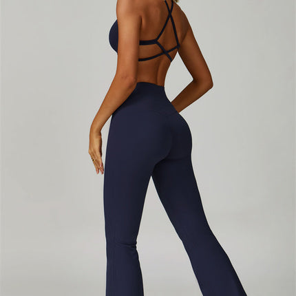 The Bold Cross Back Sports Bra Flared Leggings 2-Piece Set