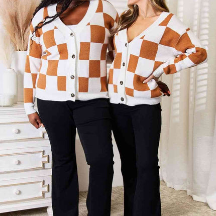 Double Take Button-Up V-Neck Dropped Shoulder Women Cardigan