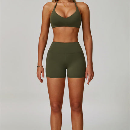 The Bold Cross Back Sports Bra Shorts 2-Piece Set
