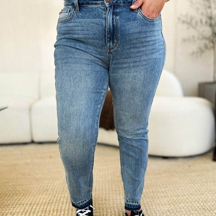 Judy Blue Full Size Mid Rise Rigid Magic Release Hem Women Jeans