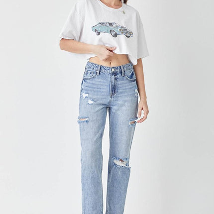 RISEN Distressed Slim Cropped Women Jeans