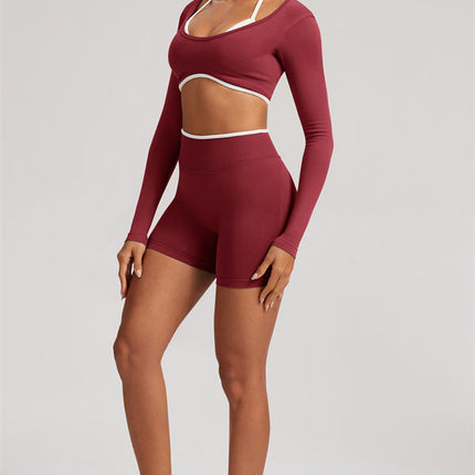 The Elevate Long Sleeve Crop top Shorts 2-Piece Set