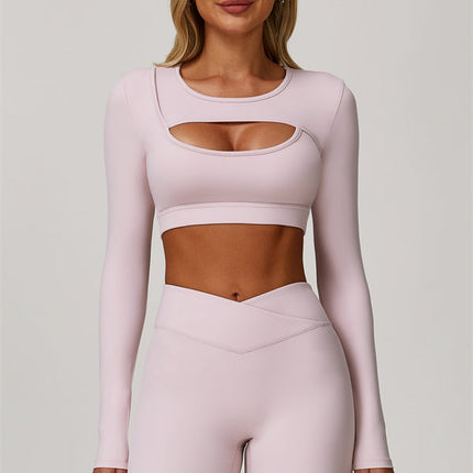 The Lavish Long Sleeve Cut-out Crop Top Leggings 2-Piece Set