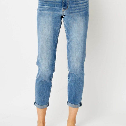Judy Blue Full Size Cuffed Hem Low Waist Slim Women Jeans