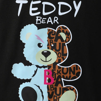 Children's Teddy Bear Round Neck Top and Pants Set