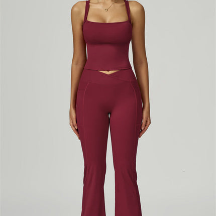 The Flourish Crop Tank Flared Leggings 2-Piece Set