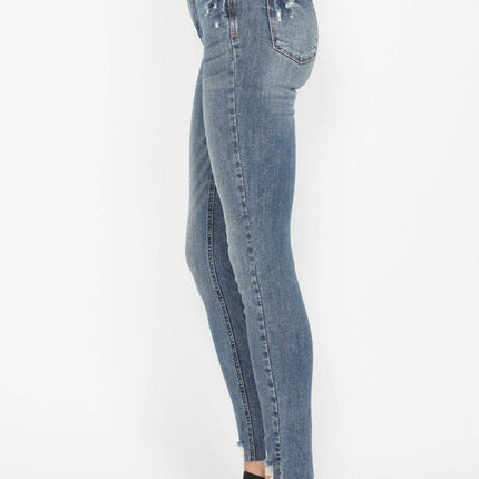 Judy Blue Full Size Tummy Control Vintage Wash Hem Destroy Skinny Women Jeans
