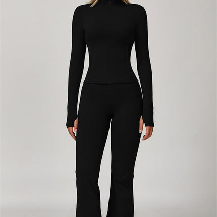 The Refresh Jacket Sports Bra Flared Leggings 3-Piece Set