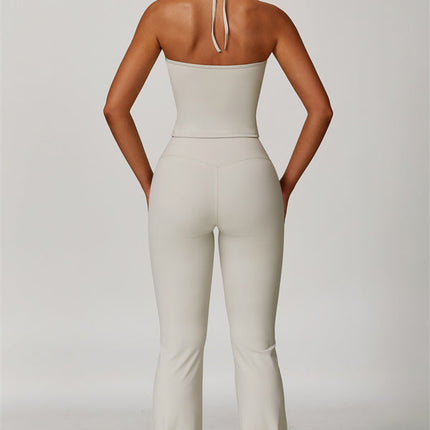The Surge Halter Crop Top Flared Leggings 2-Piece Set