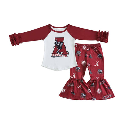 Baby Girls Alabama football team bell pants sets: 2T