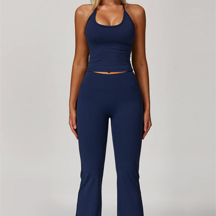 The Surge Halter Crop Top Flared Leggings 2-Piece Set