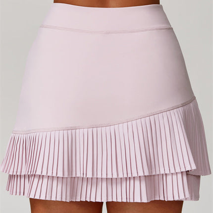 The Lavish Long Sleeve Cut-out Crop Top Tennis Skirt 2-Piece Set