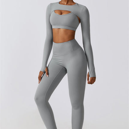 Juno Star Crop Top Sports Bra Leggings 3-Piece Set