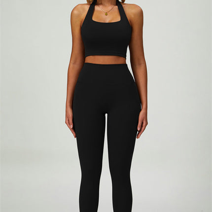 The Seraphine Halter Crop Top Leggings 2-Piece Set