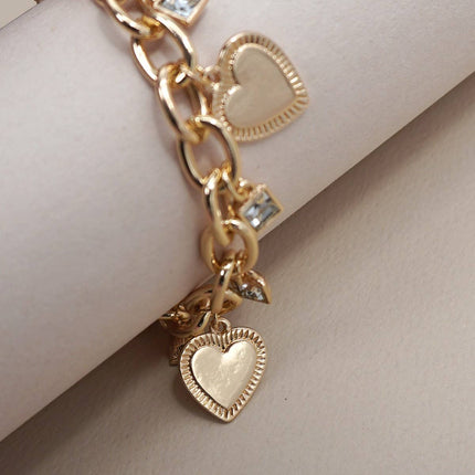 CHARM BRACELET-HEART RHINESTONE CHARMS | 80B1283