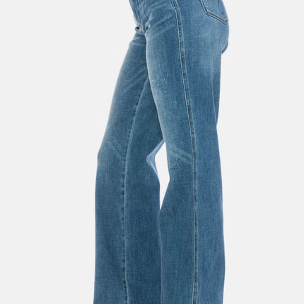 Judy Blue Full Size Tummy Control Cut Raw Hem Straight Women Jeans