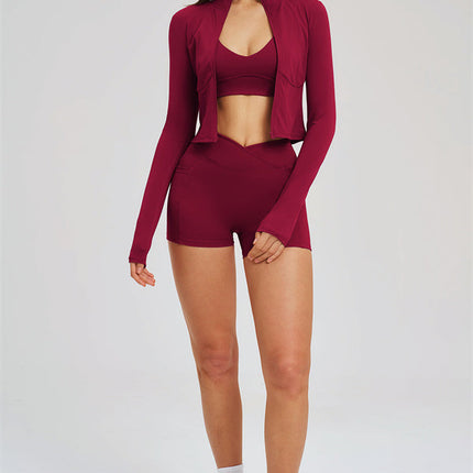 The Sizzle Zip Jacket Sports Bra Shorts 3-Piece Set