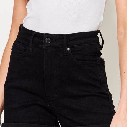 Judy Blue Full Size High Waist Tummy Control Cuffed Women Denim Shorts