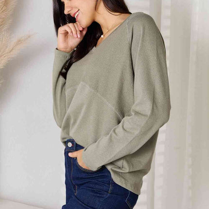 Culture Code  Full Size V-Neck Long Sleeve Women T-Shirt