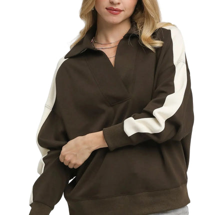 Color Block Polo Sweatshirt