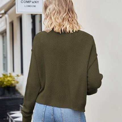 Button Down Exposed Seam Women Cardigan