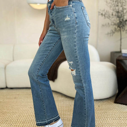 Judy Blue Full Size Mid Rise Destroyed Hem Distressed Women Jeans