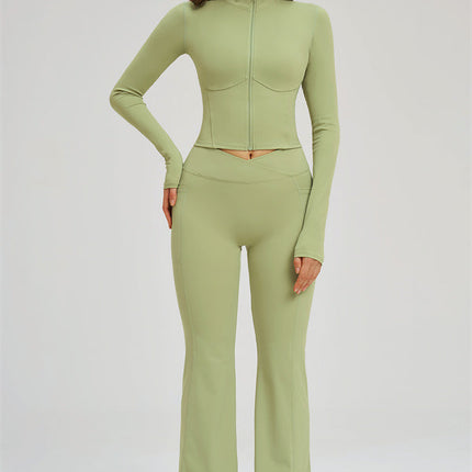 The Sizzle Zip Jacket Flared Leggings 2-Piece Set