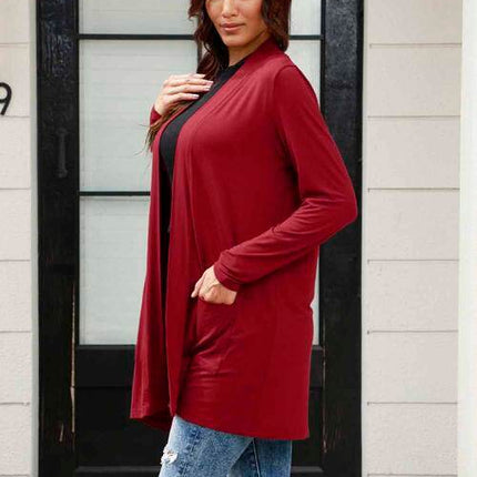 Basic Bae Full Size Open Front Long Sleeve Women Cardigan with Pockets