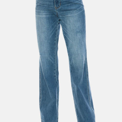 Judy Blue Full Size Tummy Control Cut Raw Hem Straight Women Jeans
