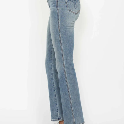 Judy Blue Full Size Tummy Control Back Embroidered Pocket Bootcut Women Jeans Plus Size
