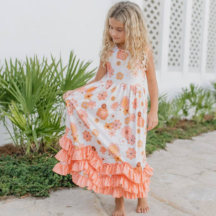 Girls 3 Tiered Terra Cotta Spring Summer Ruffles Dress