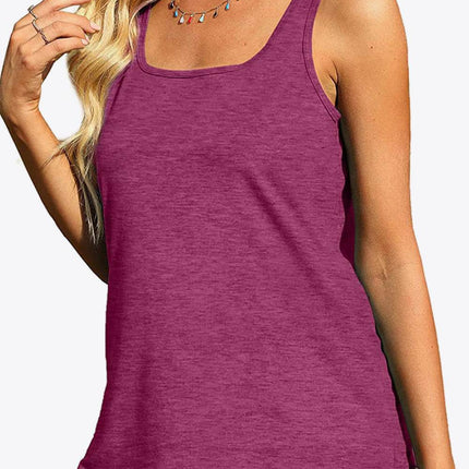 Curved Hem Square Neck Women Tank