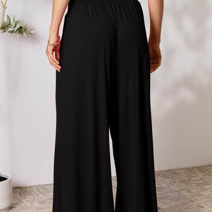 Basic Bae Full Size Smocked Wide Waistband Wide Leg Women Pants