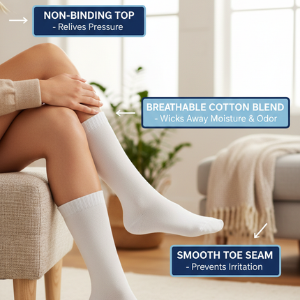Diabetic Crew Socks Non-Binding Cotton Health Circulatory for Men and Women Multi-Pack 9-15