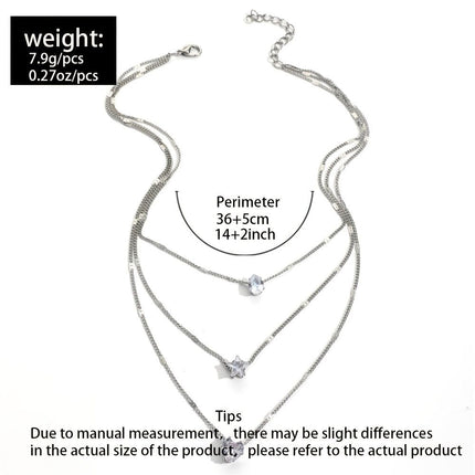 Zircon Necklace Multi-layer Five-pointed Star Love Water Drop Pendant
