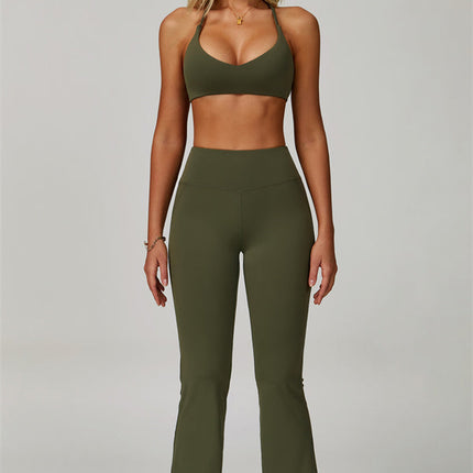 The Bold Cross Back Sports Bra Flared Leggings 2-Piece Set