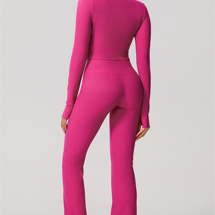The Daze Zip Jacket Sports Bra Flared Leggings 3-Piece Set