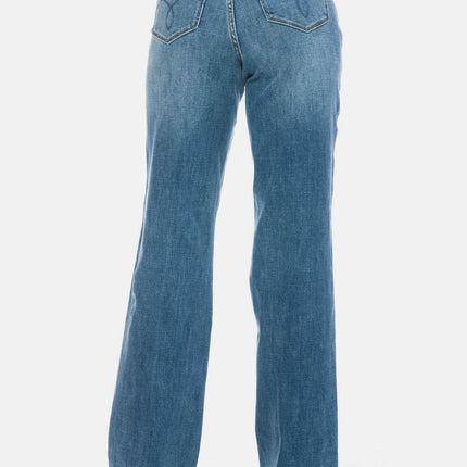 Judy Blue Full Size Tummy Control Cut Raw Hem Straight Women Jeans