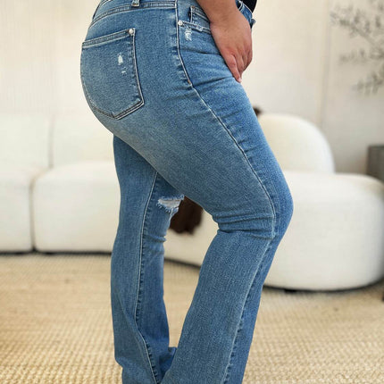 Judy Blue Full Size Mid Rise Destroyed Hem Distressed Women Jeans
