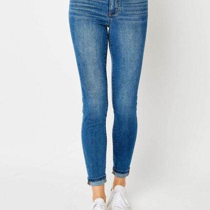 Judy Blue Full Size Cuffed Hem Low Waist Skinny Women Jeans