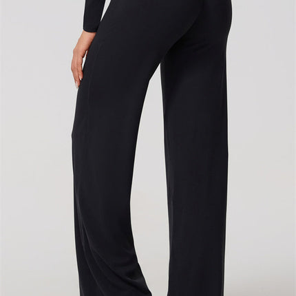 The Nestle Long Sleeve Crop Top Straight Leg Pants 2-Piece Set