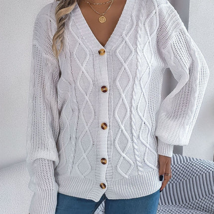 Cable-Knit Long Sleeve Women Cardigan