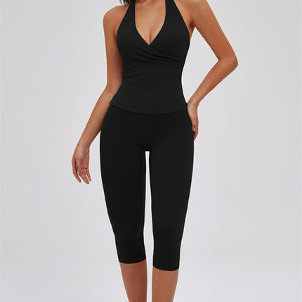 The Twirl Halter Tank Top Capri Leggings 2-Piece Set