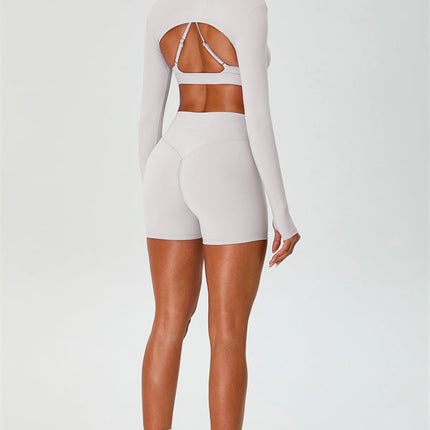 The Ember Sports Bra Crop Top Shorts 3-Piece Set