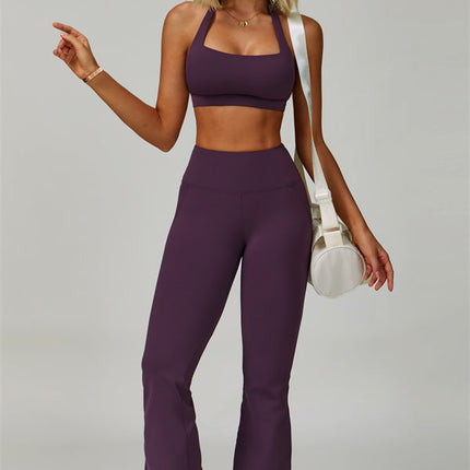 The Bold Halter Sports Bra Flared Leggings 2-Piece Set