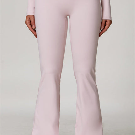 The Lavish Long Sleeve Cut-out Crop Top Flared Leggings 2-Piece Set