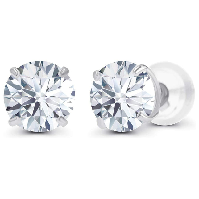 1.00 CTW Round Lab-Grown Diamond Stud Earrings in 14K White or Yellow Gold | G/VS-Clarity